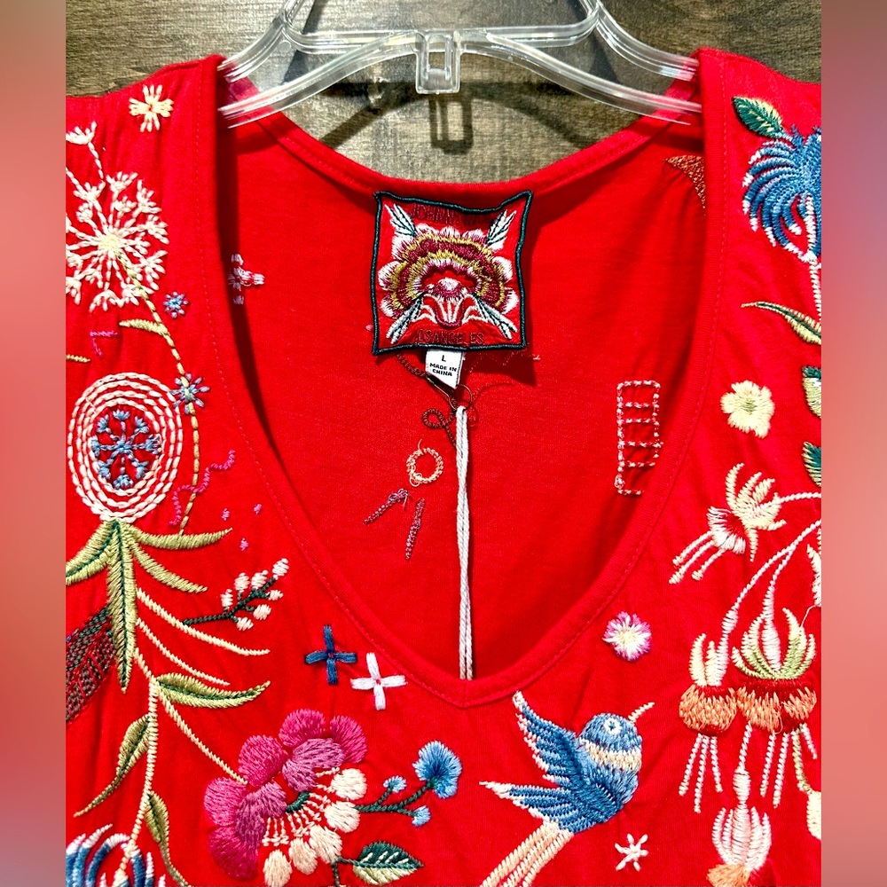 NWT Johnny Was Red Sleeveless Embroidered Dress Sz L - Picture 4 of 14